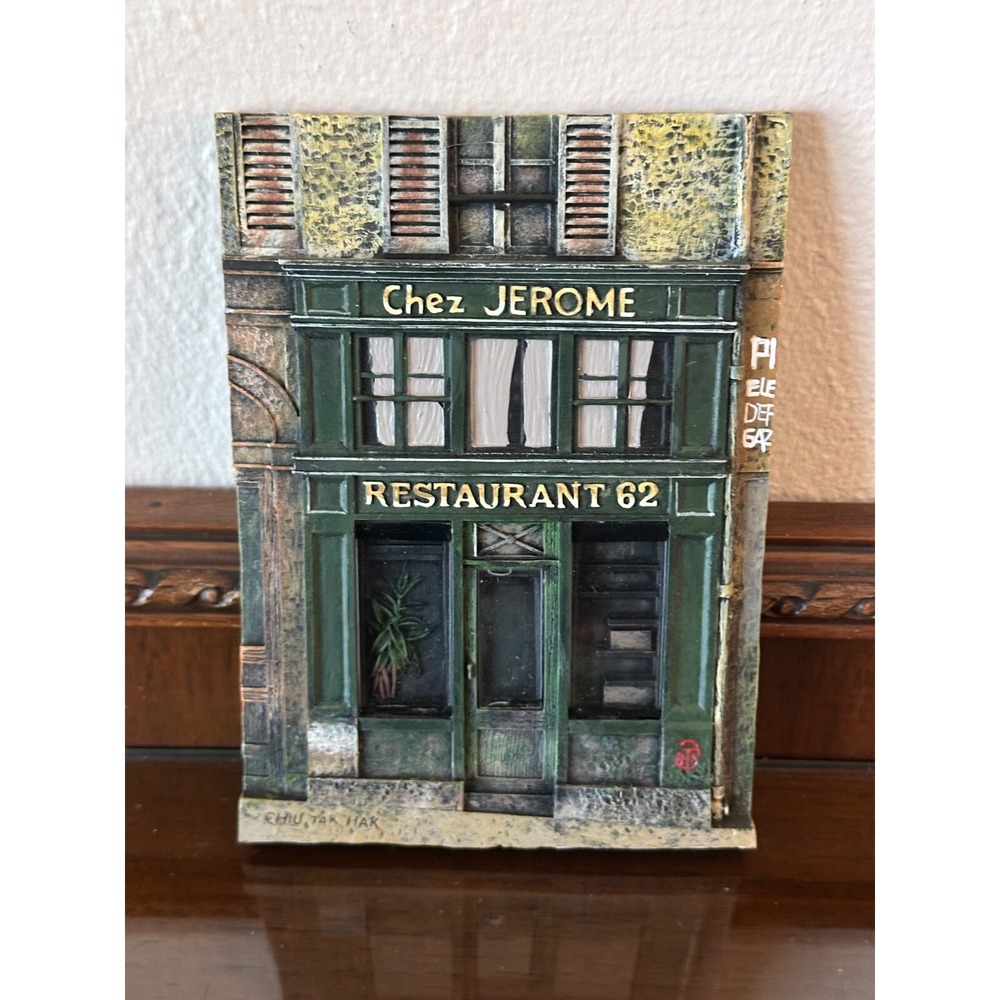 3D Sculpted Resin Chez Jerome Restaurant 62 by Chiu Tak Hak Wall Plaque Art